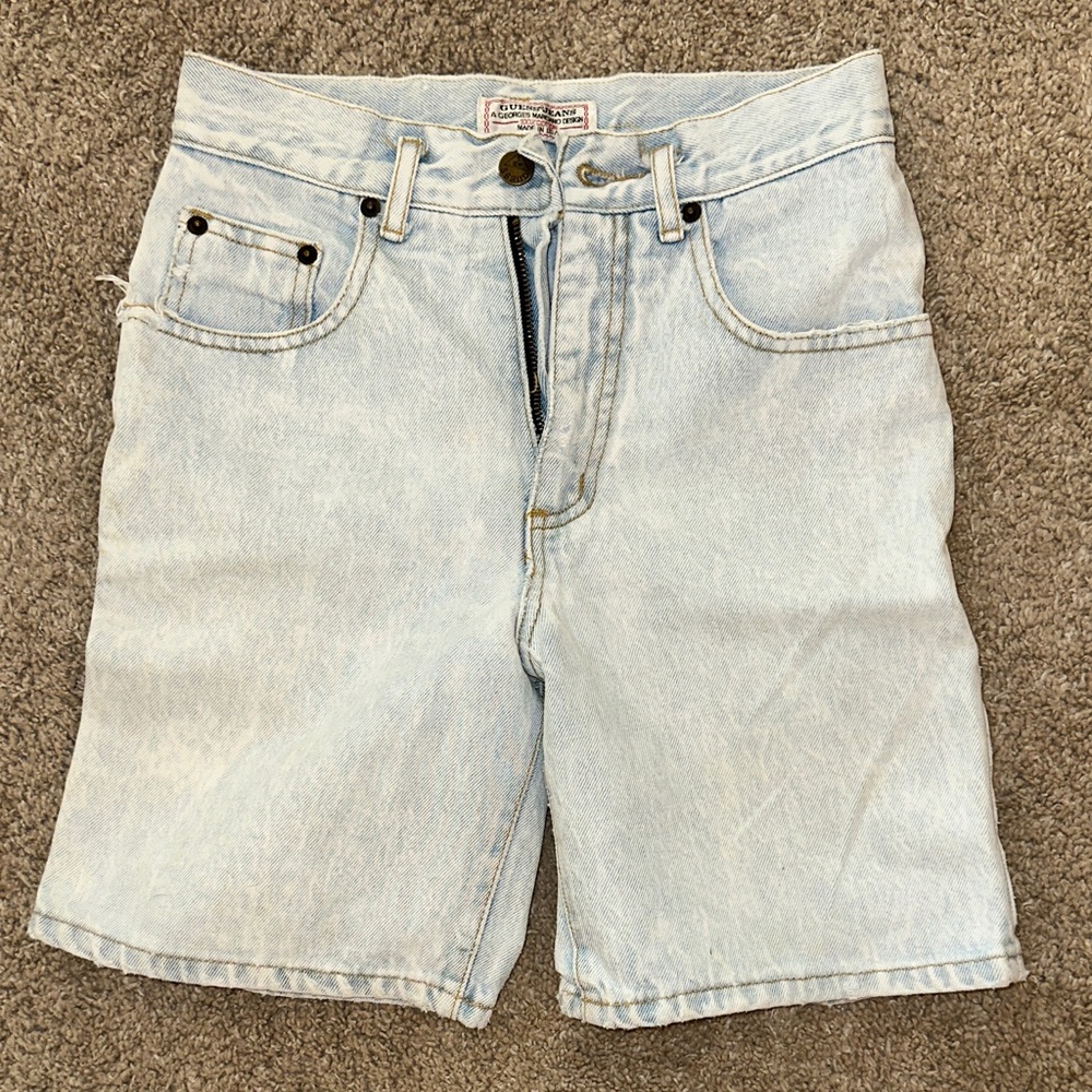Vintage Guess Denim Kids Shorts in Light Blue